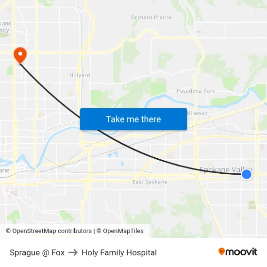 Sprague @ Fox to Holy Family Hospital map
