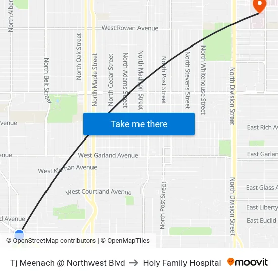 Tj Meenach @ Northwest Blvd to Holy Family Hospital map
