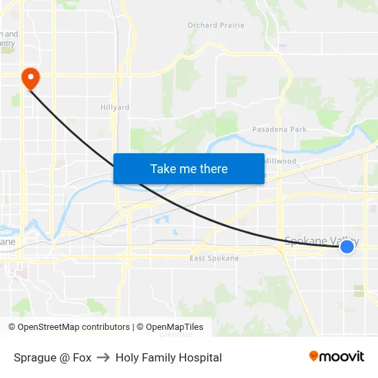 Sprague @ Fox to Holy Family Hospital map