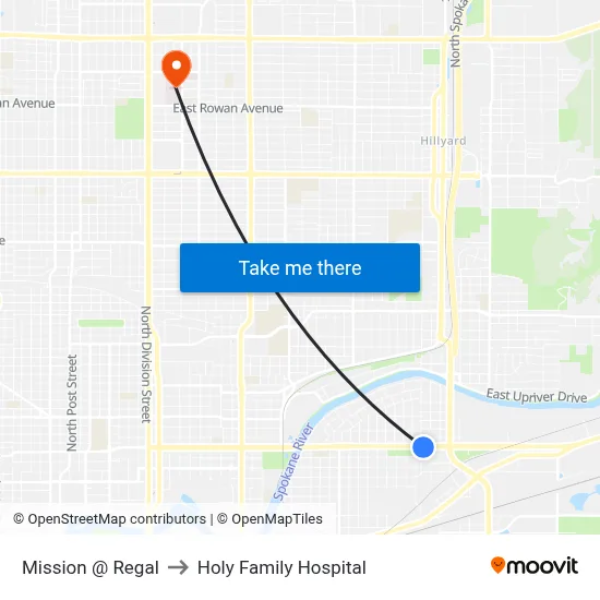 Mission @ Regal to Holy Family Hospital map