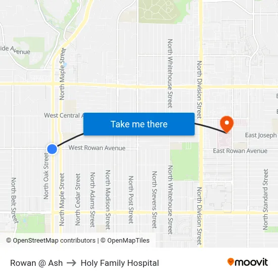 Rowan @ Ash to Holy Family Hospital map