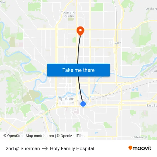 2nd @ Sherman to Holy Family Hospital map