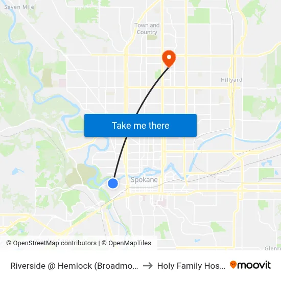 Riverside @ Hemlock (Broadmoor Apt) to Holy Family Hospital map