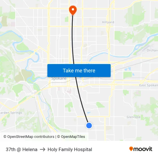 37th @ Helena to Holy Family Hospital map