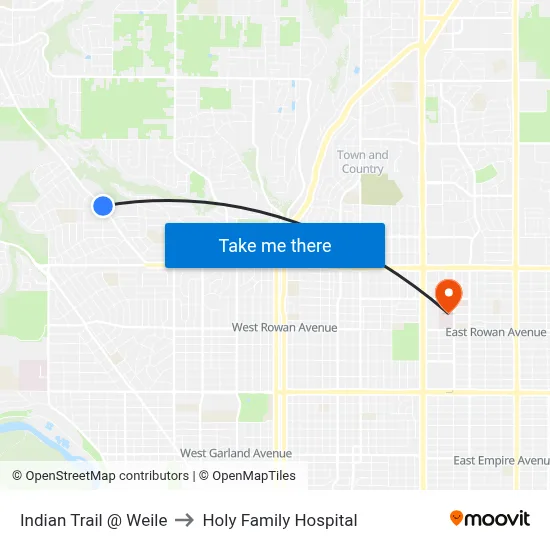 Indian Trail @ Weile to Holy Family Hospital map