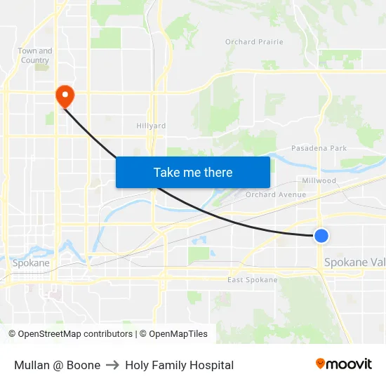 Mullan @ Boone to Holy Family Hospital map