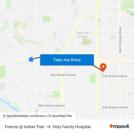 Francis @ Indian Trail to Holy Family Hospital map