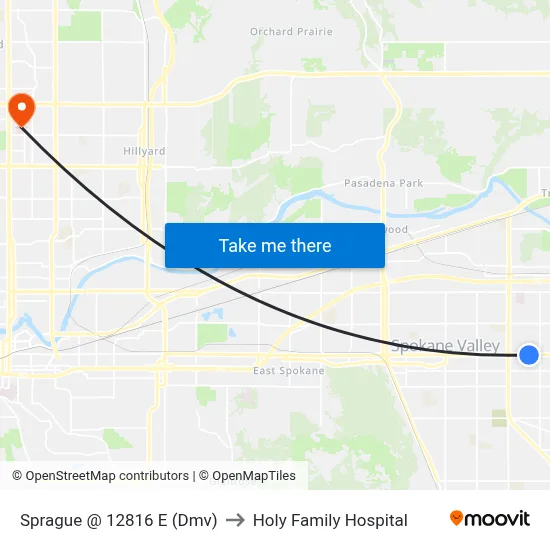 Sprague @ 12816 E (Dmv) to Holy Family Hospital map