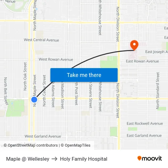 Maple @ Wellesley to Holy Family Hospital map
