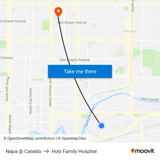 Napa @ Cataldo to Holy Family Hospital map