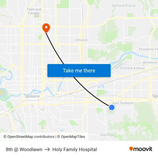 8th @ Woodlawn to Holy Family Hospital map