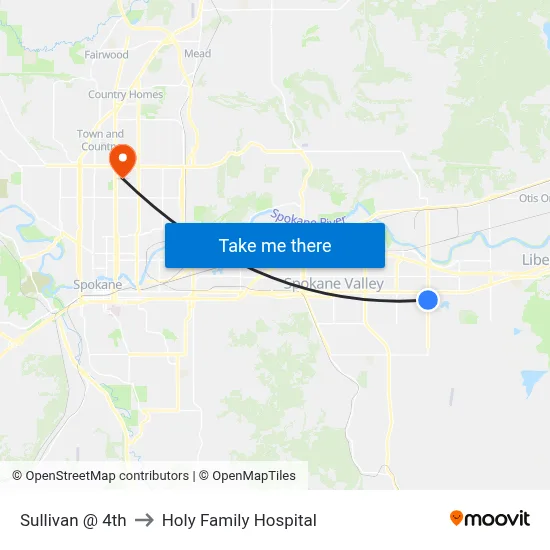 Sullivan @ 4th to Holy Family Hospital map