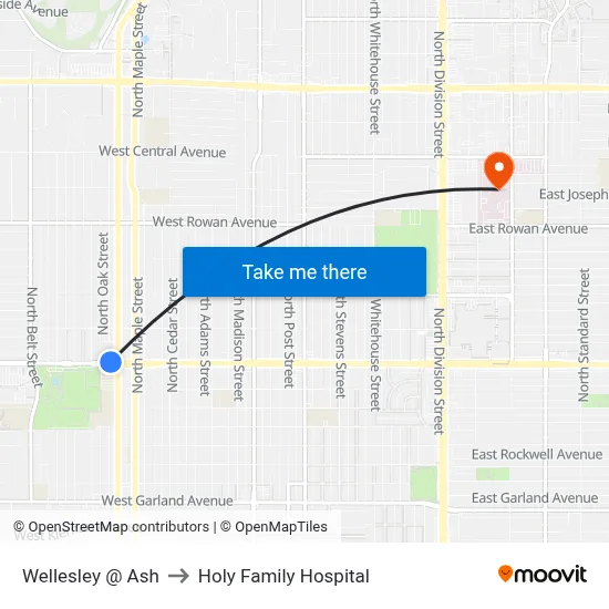 Wellesley @ Ash to Holy Family Hospital map