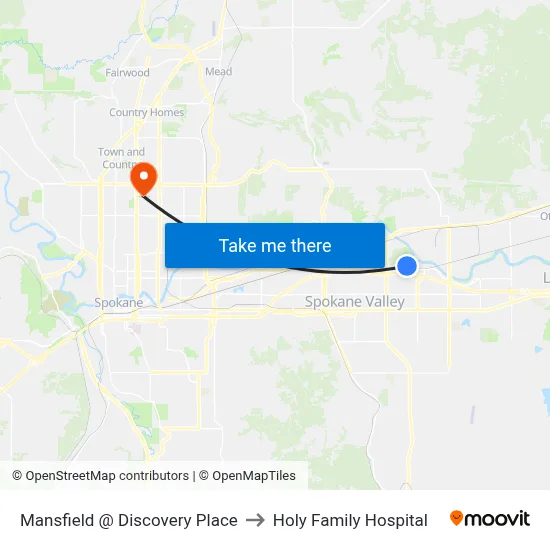 Mansfield @ Discovery Place to Holy Family Hospital map