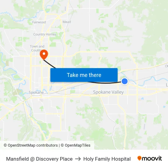 Mansfield @ Discovery Place to Holy Family Hospital map