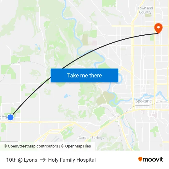 10th @ Lyons to Holy Family Hospital map