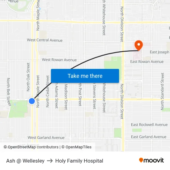 Ash @ Wellesley to Holy Family Hospital map