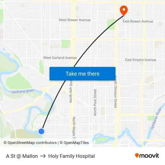 A St @ Mallon to Holy Family Hospital map