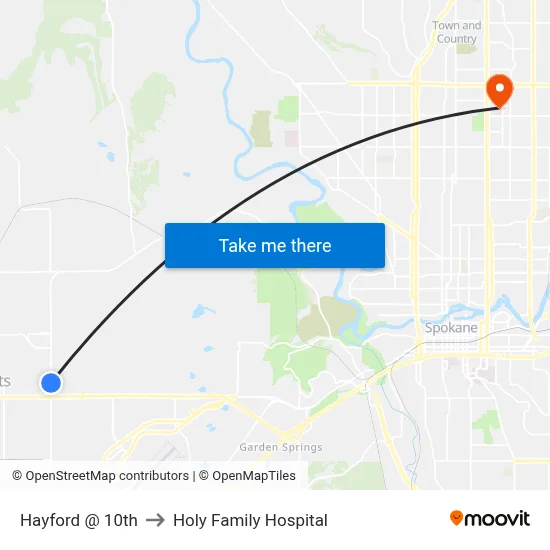 Hayford @ 10th to Holy Family Hospital map