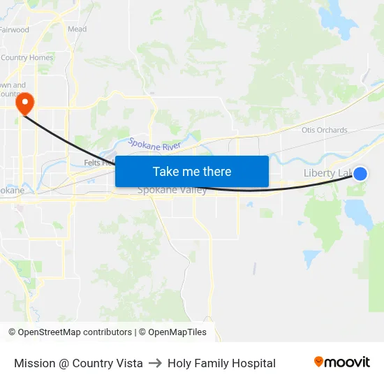 Mission @ Country Vista to Holy Family Hospital map
