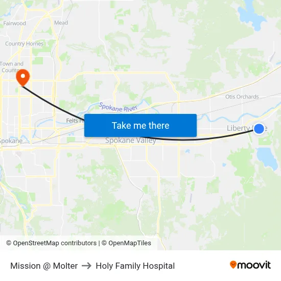 Mission @ Molter to Holy Family Hospital map