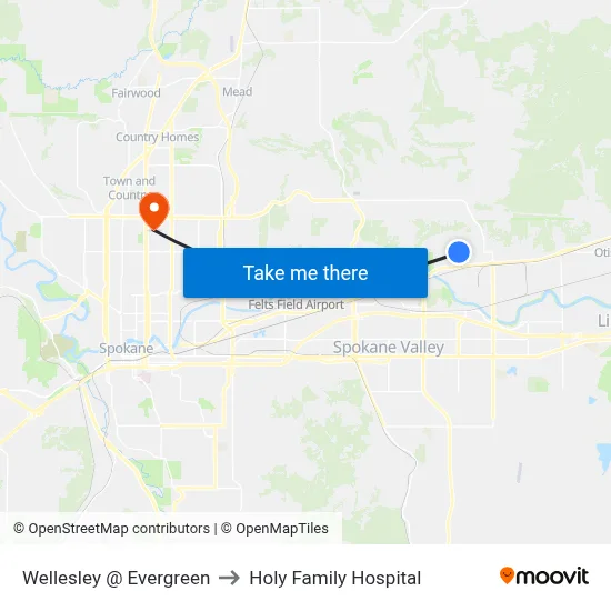Wellesley @ Evergreen to Holy Family Hospital map