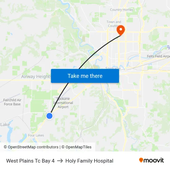 West Plains Tc Bay 4 to Holy Family Hospital map