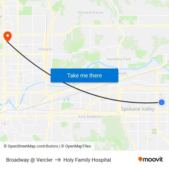 Broadway @ Vercler to Holy Family Hospital map