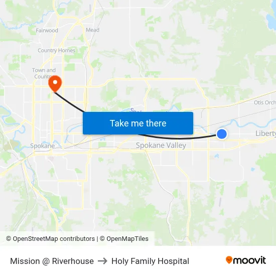 Mission @ Riverhouse to Holy Family Hospital map