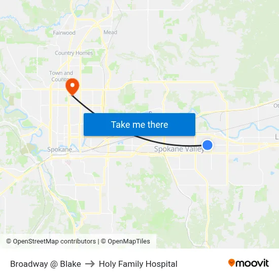 Broadway @ Blake to Holy Family Hospital map