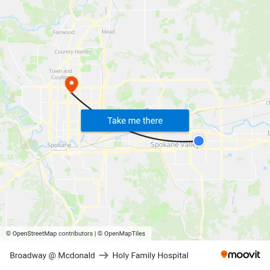 Broadway @ Mcdonald to Holy Family Hospital map