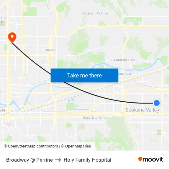 Broadway @ Perrine to Holy Family Hospital map