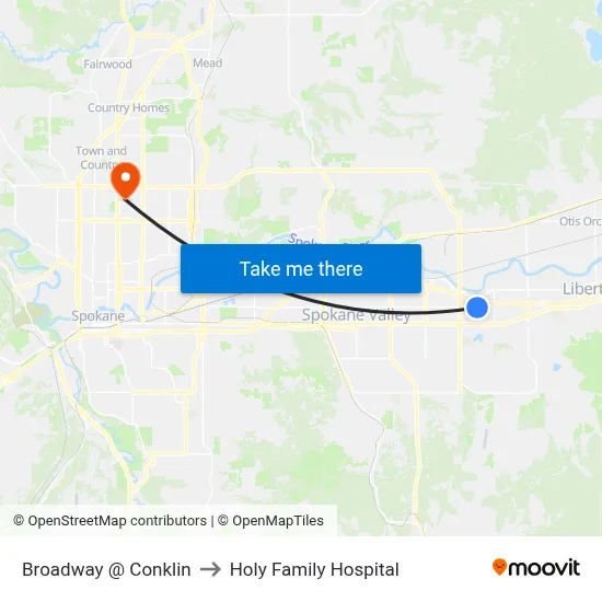 Broadway @ Conklin to Holy Family Hospital map