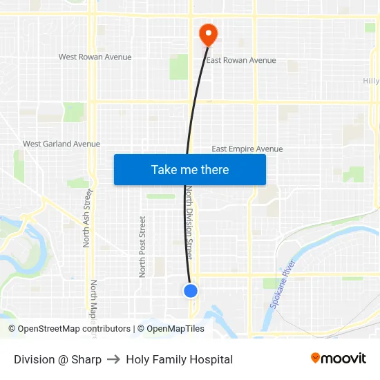 Division @ Sharp to Holy Family Hospital map