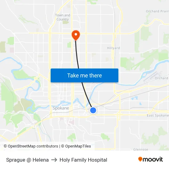 Sprague @ Helena to Holy Family Hospital map