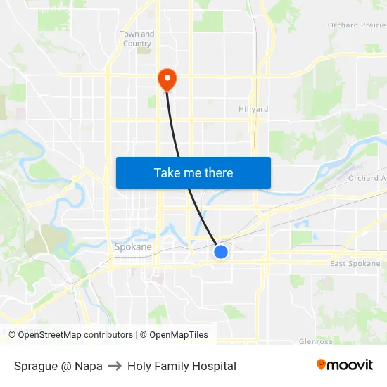 Sprague @ Napa to Holy Family Hospital map