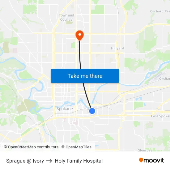 Sprague @ Ivory to Holy Family Hospital map