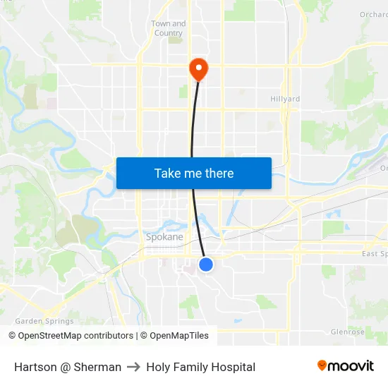 Hartson @ Sherman to Holy Family Hospital map