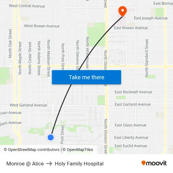 Monroe @ Alice to Holy Family Hospital map