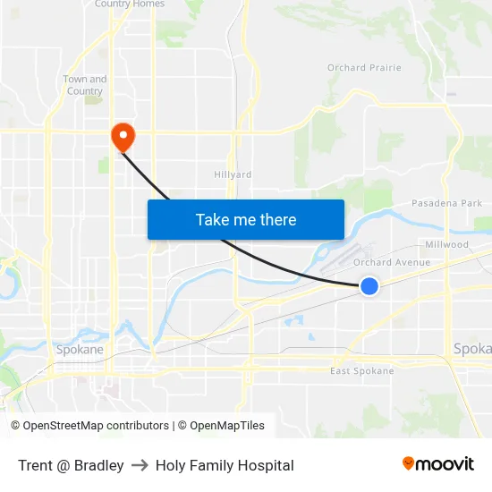 Trent @ Bradley to Holy Family Hospital map