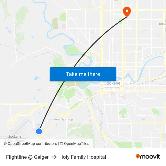 Flightline @ Geiger to Holy Family Hospital map