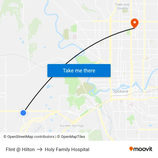 Flint @ Hilton to Holy Family Hospital map