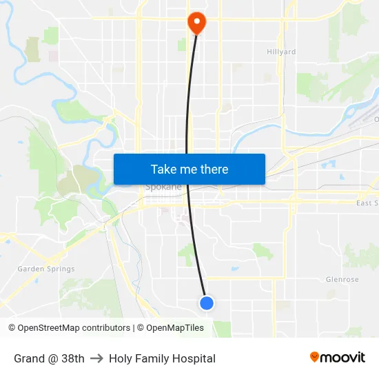 Grand @ 38th to Holy Family Hospital map