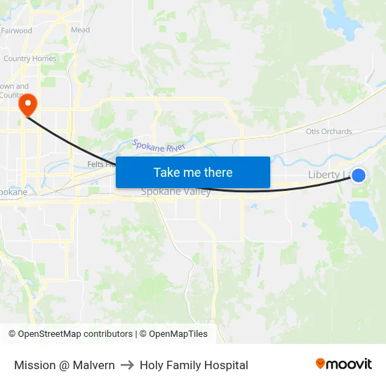 Mission @ Malvern to Holy Family Hospital map