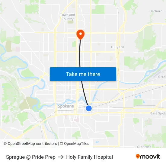 Sprague @ Pride Prep to Holy Family Hospital map