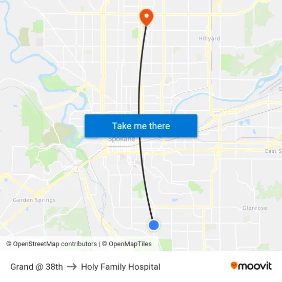 Grand @ 38th to Holy Family Hospital map