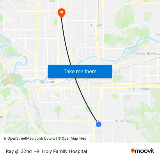 Ray @ 32nd to Holy Family Hospital map