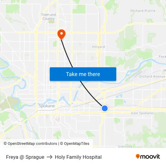 Freya @ Sprague to Holy Family Hospital map