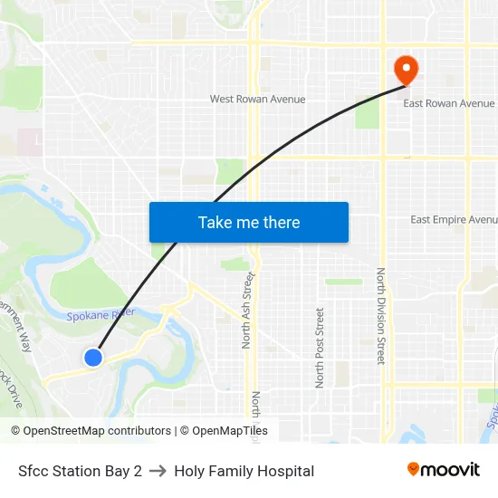 Sfcc Station Bay 2 to Holy Family Hospital map