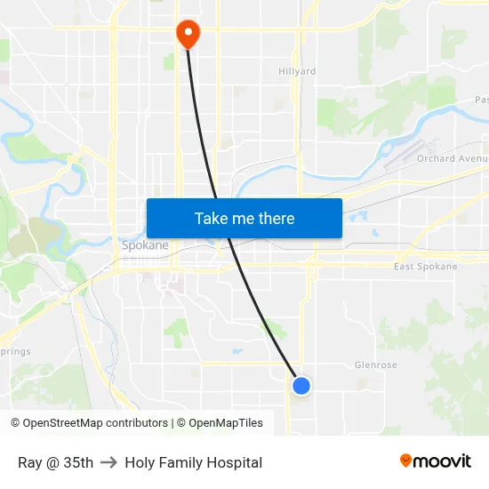 Ray @ 35th to Holy Family Hospital map